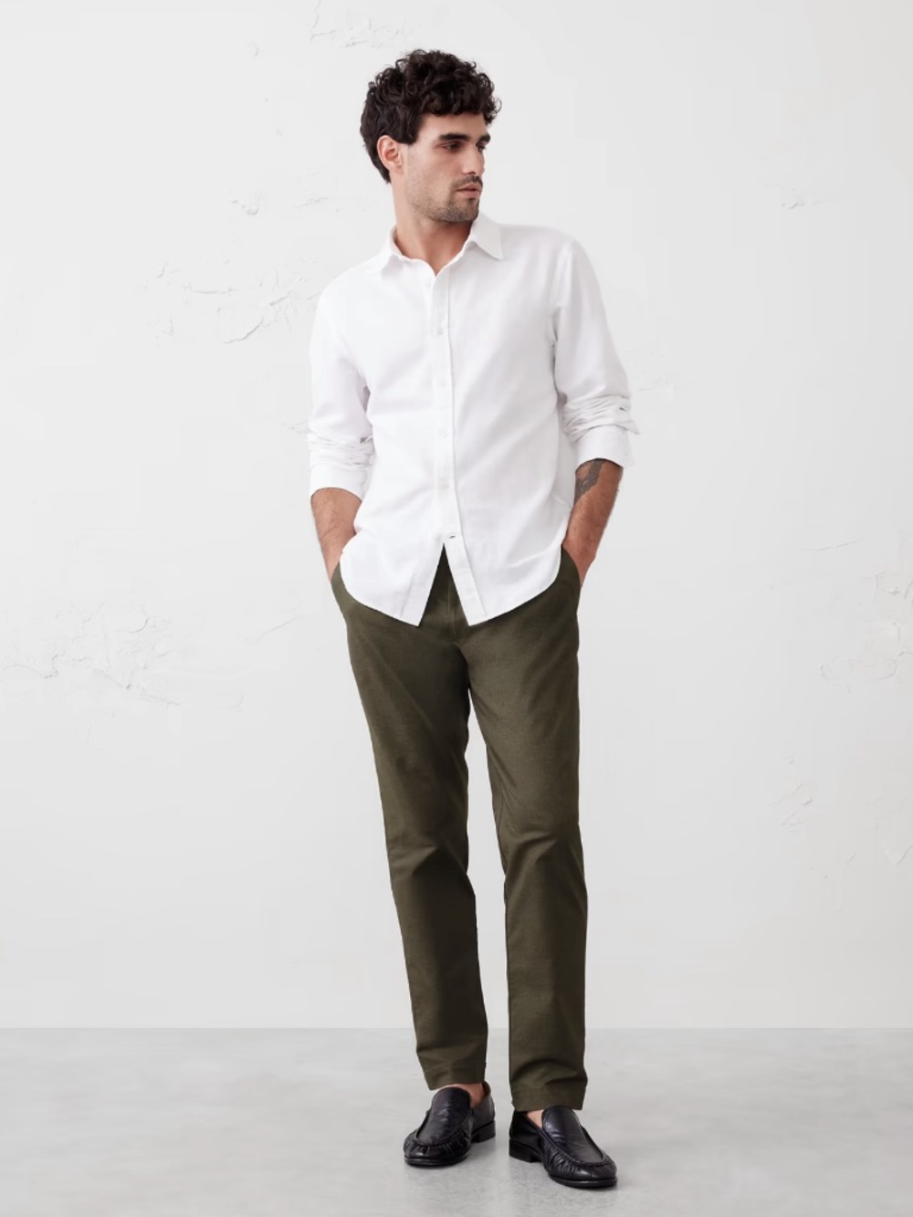 Banana Republic Core Temp Chino Pant - Camo Green Heather, slim fit, 34x30 - NWT